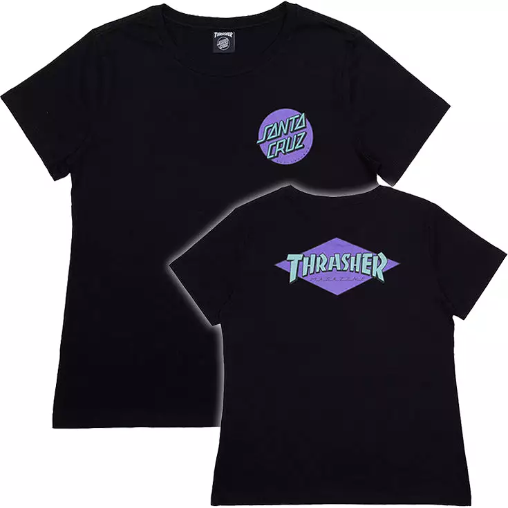 THRASHER X SANTA CRUZ DIAMOND T SHIRT MANCHES COURTES VIOLET