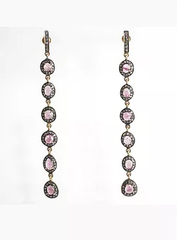 Tourmaline and Diamond Ear Pendants