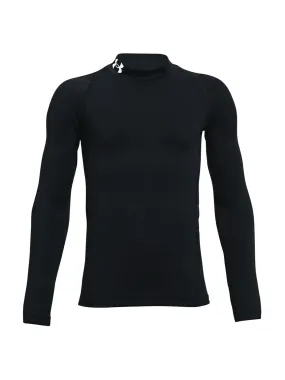 UNDER ARMOUR Boys Cold Gear Mock Long Sleeve Top - Black