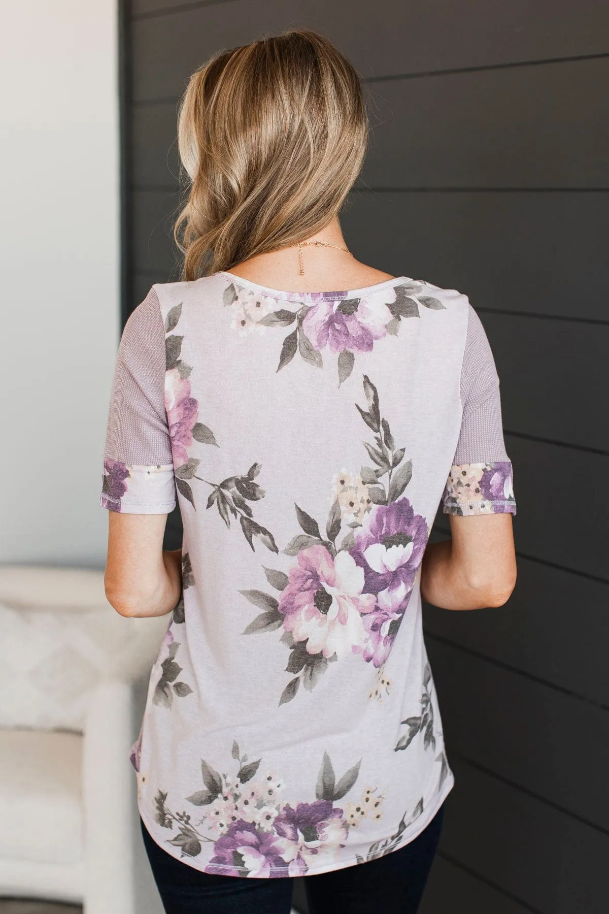 When We Last Met Floral Top- Dusty Lilac