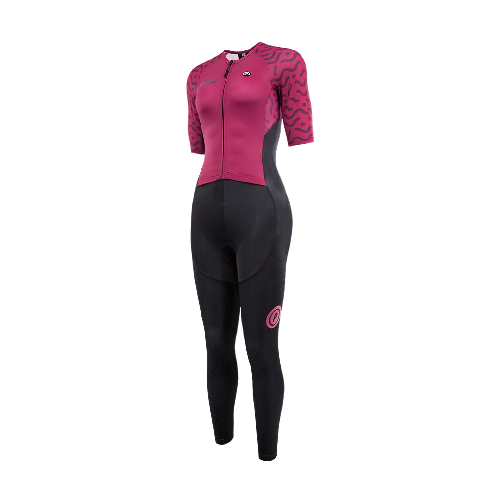 Women Full Length ELITE Tri Suit (Short sleeve - Amaranth Red)