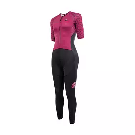 Women Full Length ELITE Tri Suit (Short sleeve - Amaranth Red)