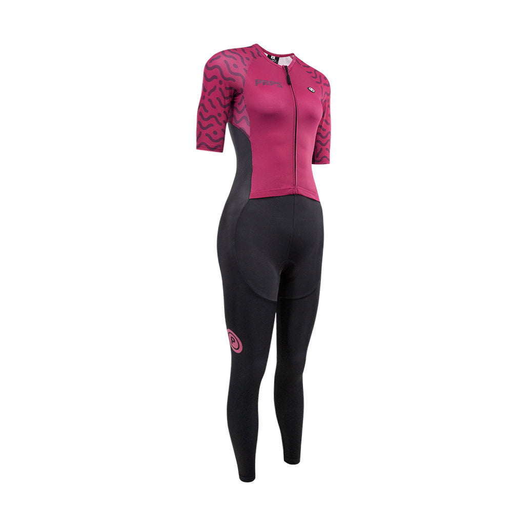 Women Full Length ELITE Tri Suit (Short sleeve - Amaranth Red)