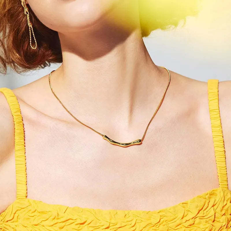 Women Simple Stainless steel Gold Color Collarbone Chain For Women’s Fashion Short Necklaces Jewelry