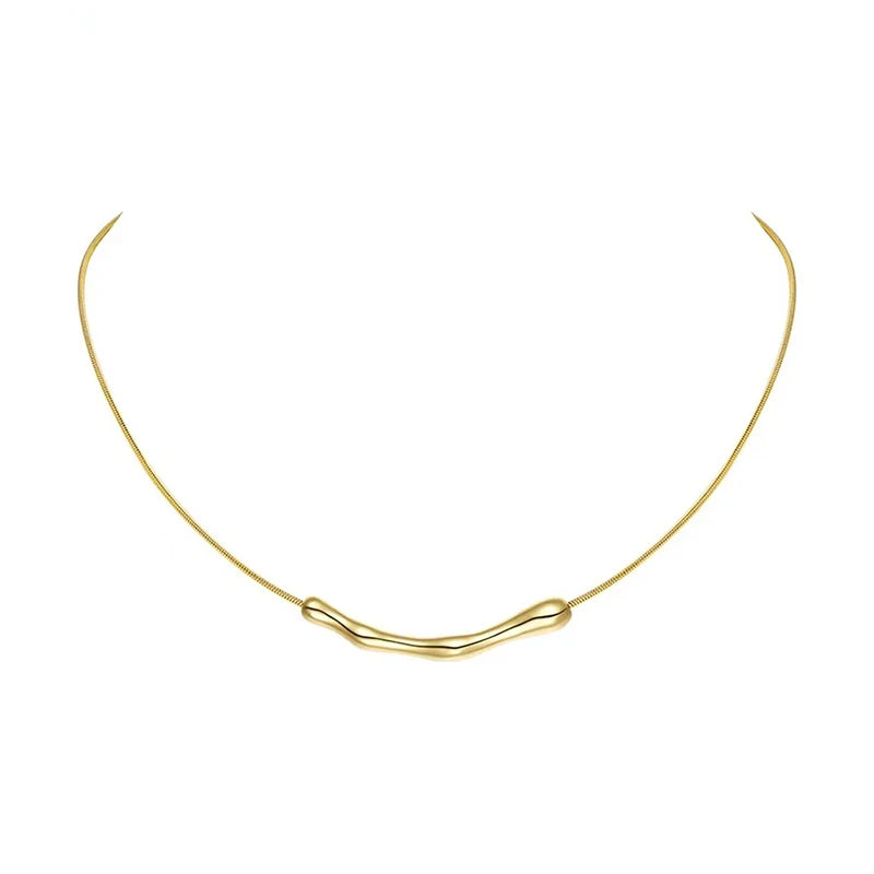 Women Simple Stainless steel Gold Color Collarbone Chain For Women’s Fashion Short Necklaces Jewelry