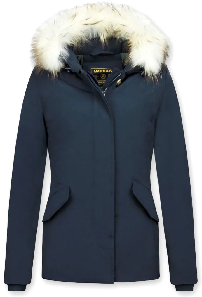 Women Winter Jackets With Hood Fur Blue | NEW |