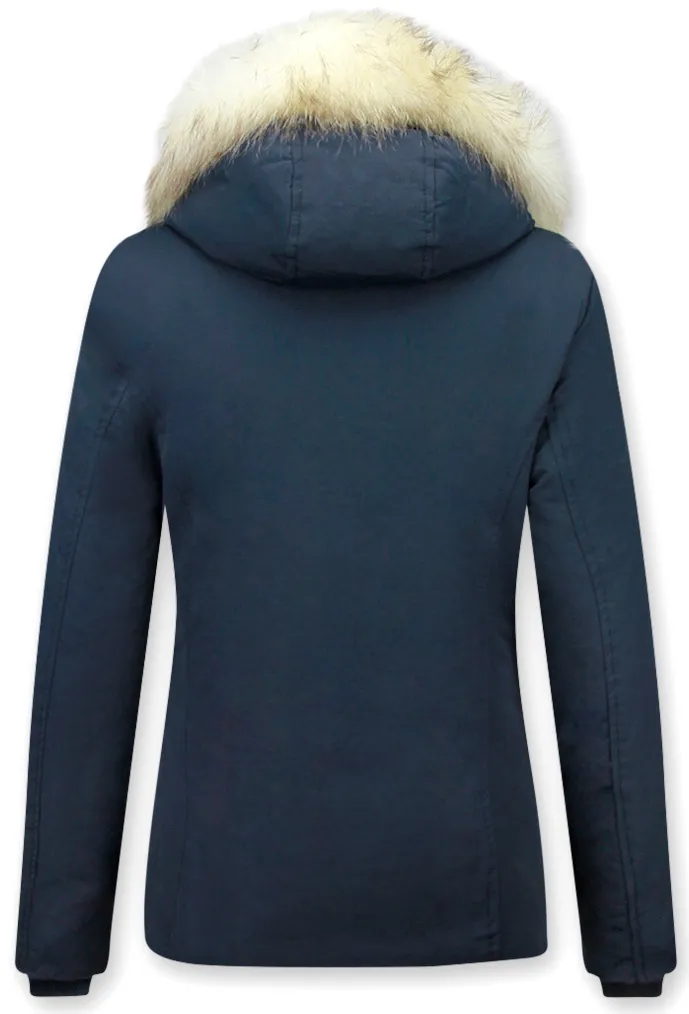 Women Winter Jackets With Hood Fur Blue | NEW |