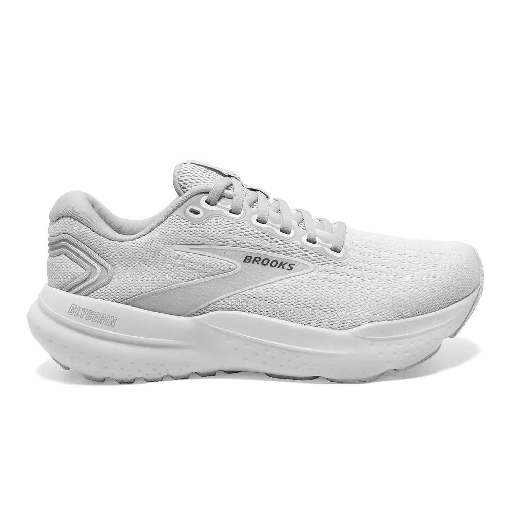 Women's Brooks Glycerin 21, White/White/Grey, 6.5 B Medium