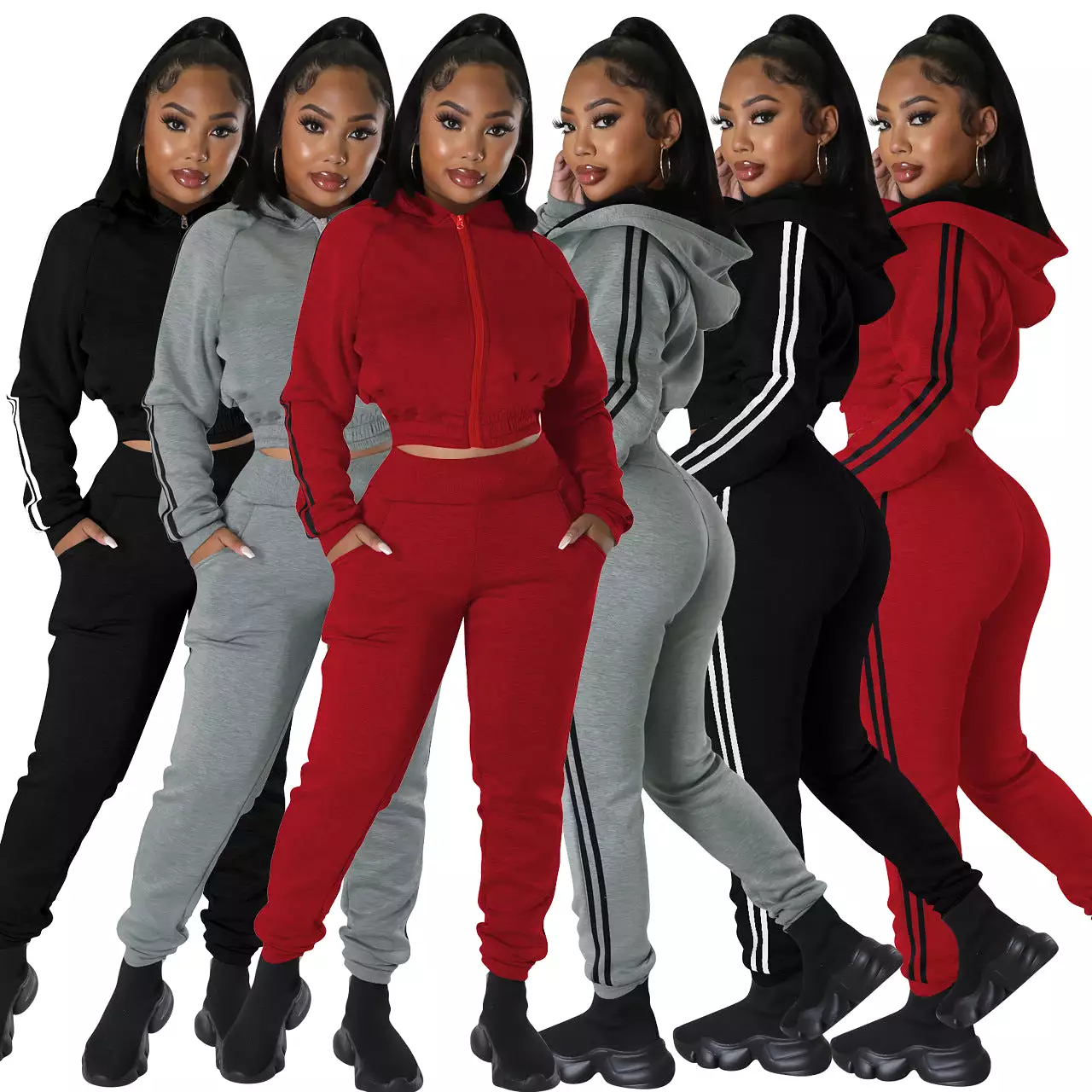 Women's Fashion Casual Hooded Sweater Suit