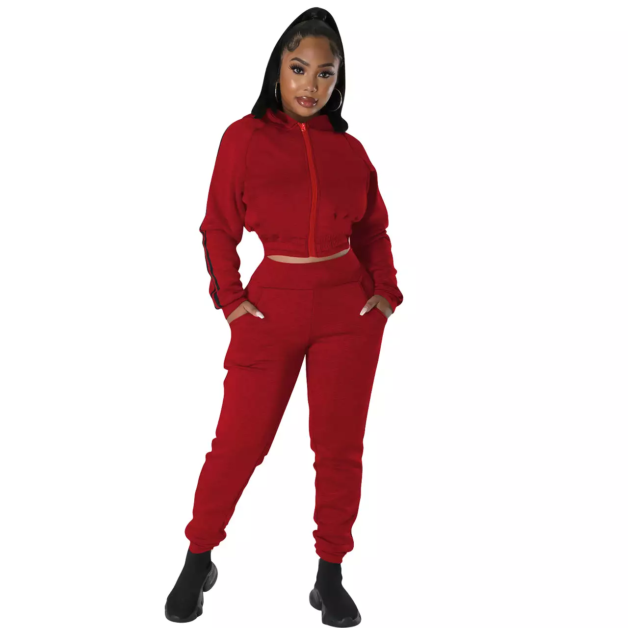 Women's Fashion Casual Hooded Sweater Suit