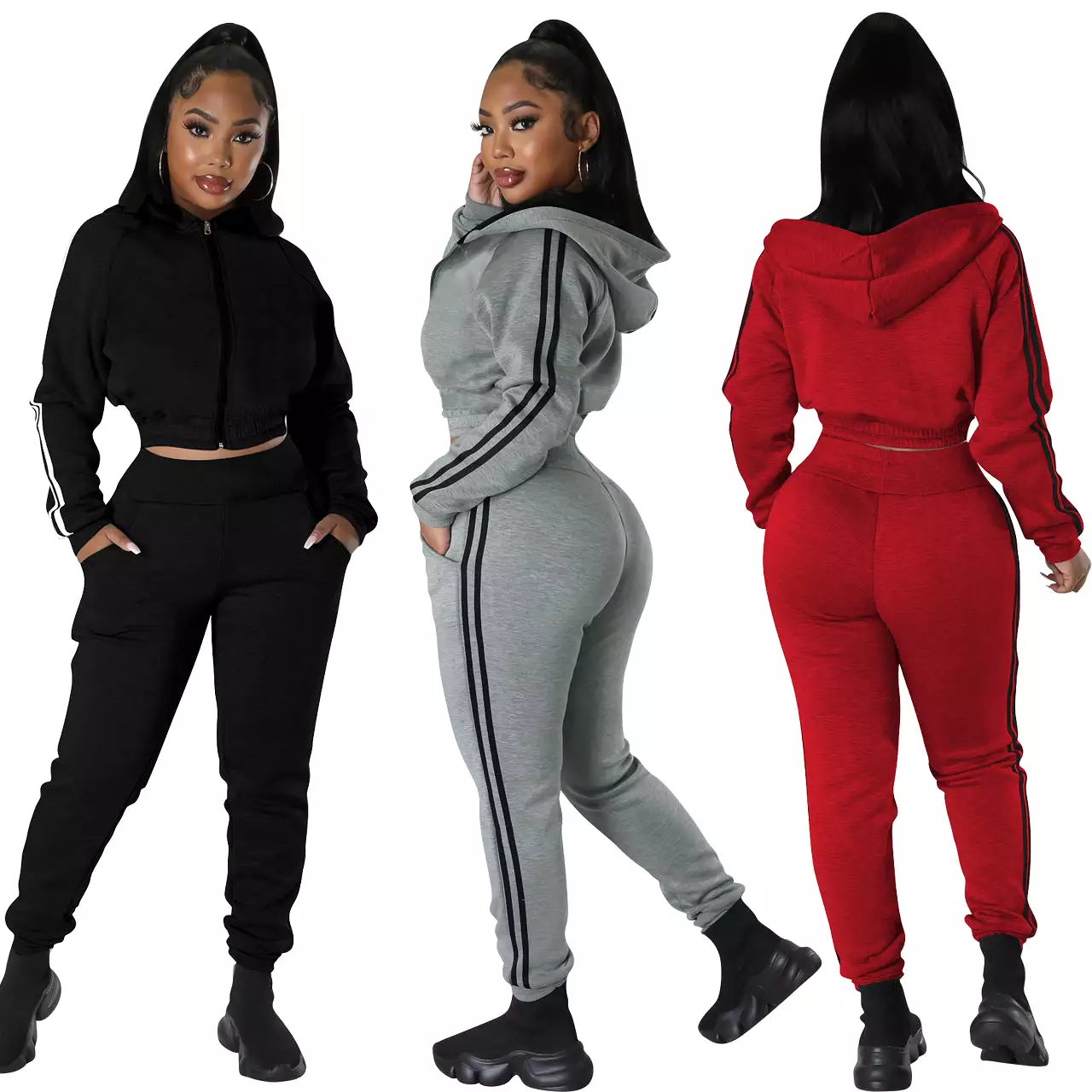 Women's Fashion Casual Hooded Sweater Suit