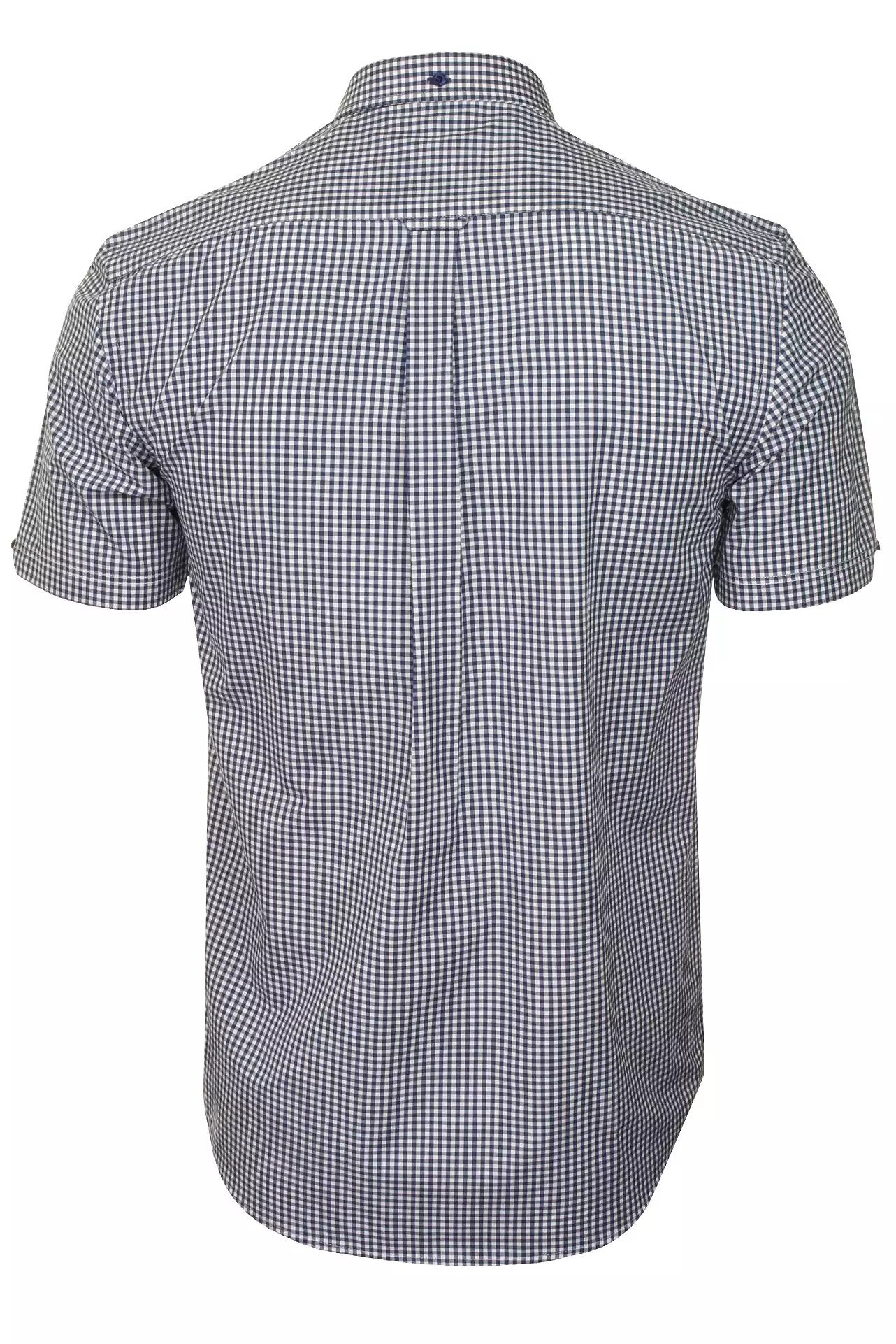 Xact Men's Gingham Check Shirt with Button-Down Collar - Short Sleeved