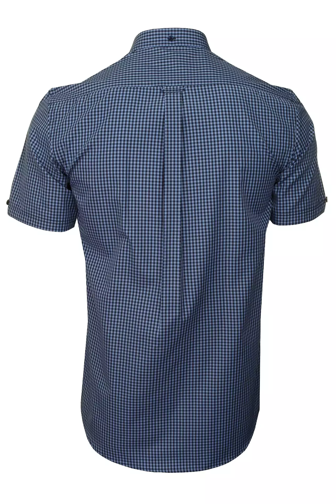 Xact Men's Gingham Check Shirt with Button-Down Collar - Short Sleeved